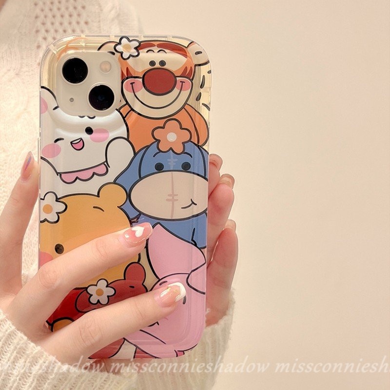 IPHONE Kartun Lucu Disney Winnie the Pooh Manyo Piglet Tigger Casing Kompatibel Untuk Iphone11 14 13 12 Pro MAX 7plus XR 6 6S 7 8 Plus X XS MAX Airbag Shockproof Soft Case Silicon Cover