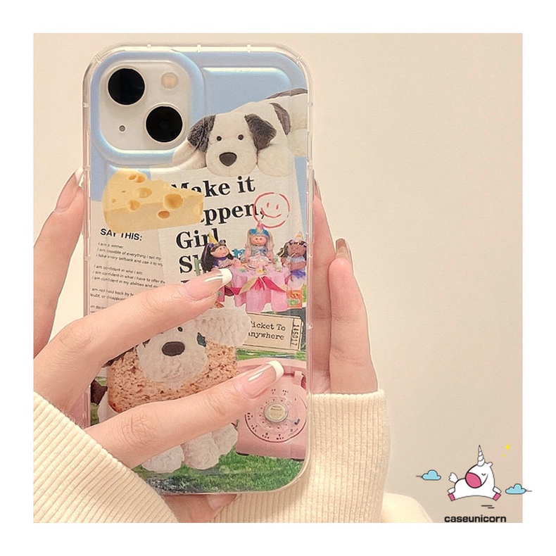 IPHONE Kompatibel Untuk Iphone14 11 13 12 Pro MAX XR X XS MAX 6 6S 7 8 Plus Kartun Kreatif Seni Koran Label Anjing Lucu Airbag Shockproof Soft Silicon Case TPU Cover