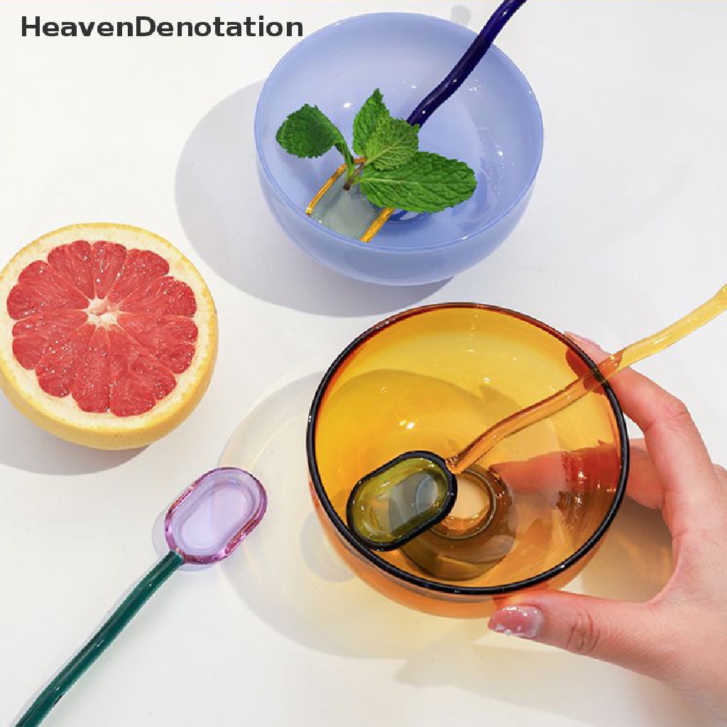 [HeavenDenotation] Kaca Patri Transparan Goblet Mangkuk Sendok Set Kaca Borosilikat Tinggi Mangkuk Salad Buah Dessert Peralatan Makan Rumah Tangga HDV