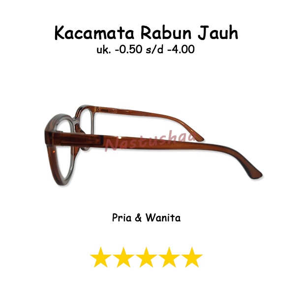 Kacamata Lensa Minus Uk. -0.50 s/d -4.00 Bingkai Oval Coklat Tebal Kacamata Rabun Jauh Terbaru Unisex FREE CASE