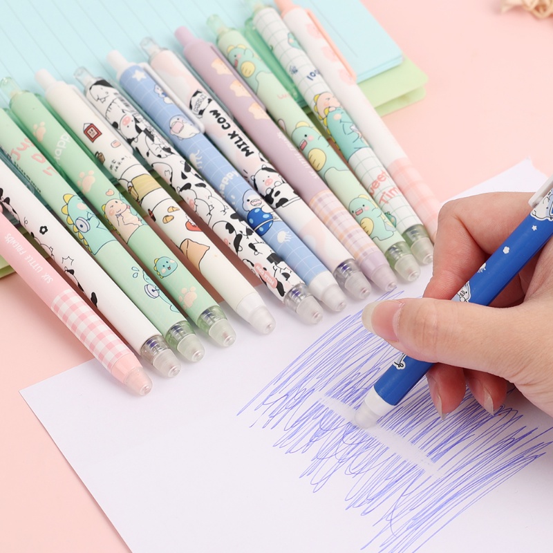 [Unggulan] Kawaii Push Erasable Gel Pen 0.5mm Biru Isi Ulang Bolpoin Kreatif Siswa Menulis Tanda Tangan Pena Perlengkapan Alat Tulis Kantor Sekolah