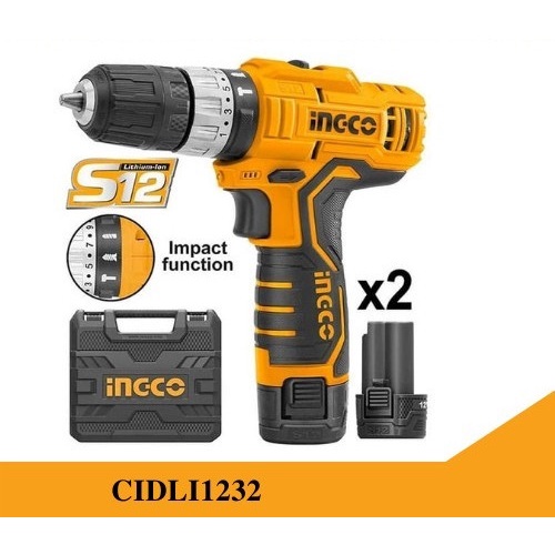 Ingco CIDLI1232 Mesin Bor Impact Cordless Baterai 12V 2B+1C