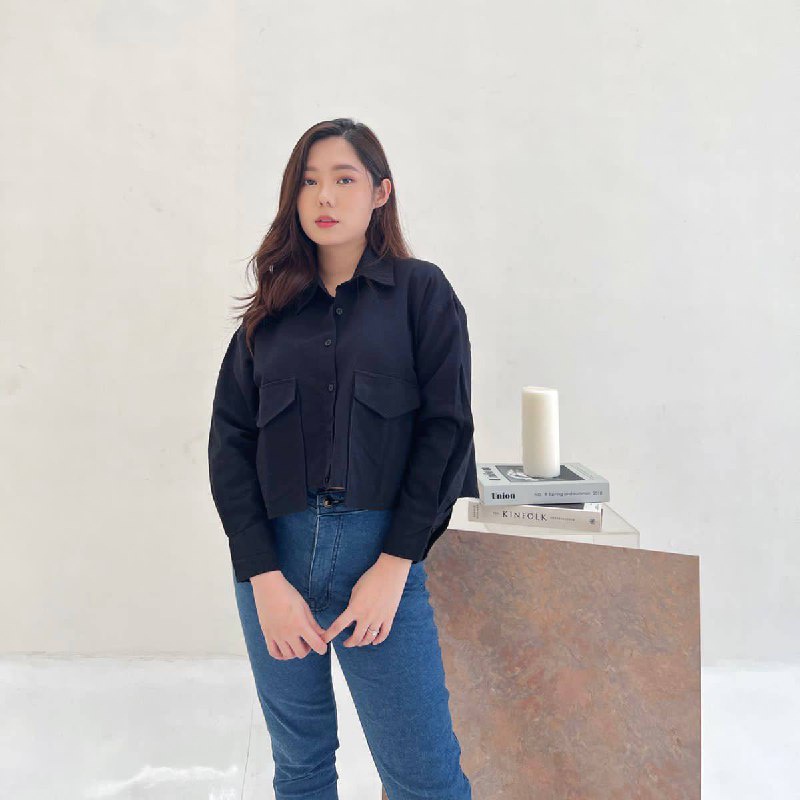 BEFAST - ZRX OOTD WANITA HEM POY / KEMEJA CROP TYSA SHIRT TWISTCONE / HEM Wanita Model Terbaru / Pakaian Kerja Wanita Casual / Kemeja Crop Lengan Panjang / Fashion Remaja ABG Kekinian / Outfit Daily Wanita Remaja / Kemeja Polos Formal