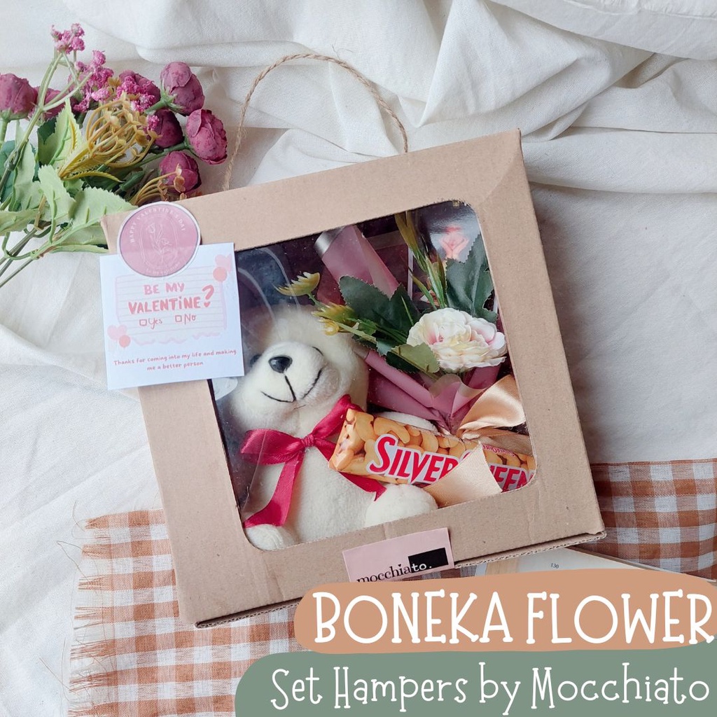 

Set Hampers Kado Cewek Boneka Buket Bunga | Giftbox Ulangtahun/Wedding/Wisuda by Mocchiato