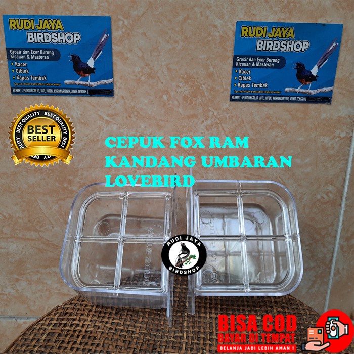 READY CEPUK FOXRAM ELITESONG ANTI TUMPAH TEMPAT PAKAN MINUM BURUNG LOVEBIRD KANDANG UMBARAN BESAR