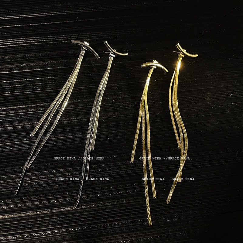 Aksesoris Anting Rumbai Panjang Tren Temperamen Sederhana Versi Korea