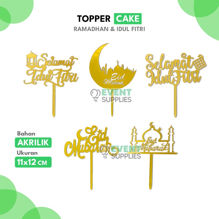 

Hiasan Kue Lebaran / Topper Cake Akrilik Karakter Ketupat Lampion Masjid Ramadhan Idul Fitri
