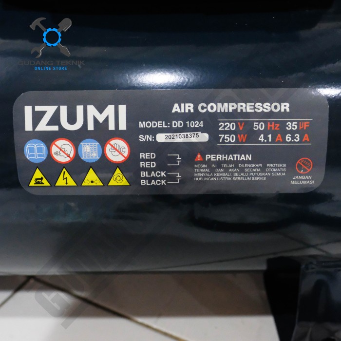 Kompresor Angin 0.75 Hp Kapasitas 9 Liter DD0709 IZUMI / Air Compressor Kompressor Udara Portabel 0.75Hp 9Liter DD 0709 IZUMI