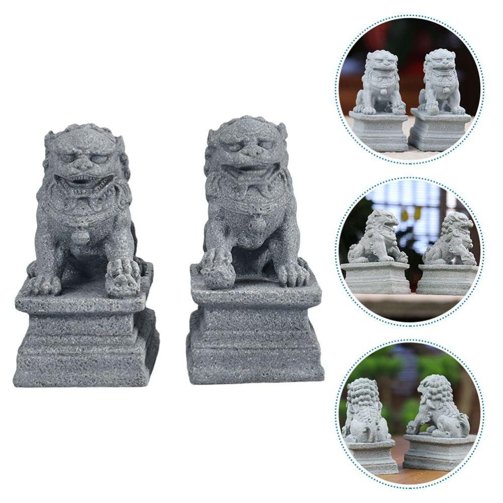 NEEDWAY Needway Lion Ornamen Aman Multi Fungsi Gaya China Micro-view Mini Kualitas Bagus Halaman Pengerjaan Halus Ornamen Mobil