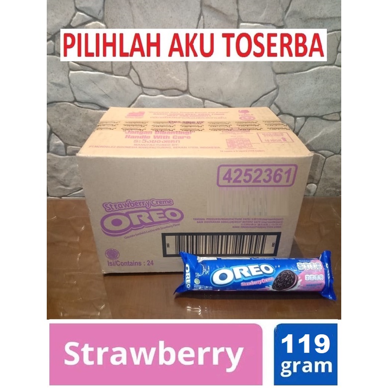 Biskuit OREO sandwich STRAWBERRY Roll 119 gr - ( HARGA 1 KARTON ISI 24 )