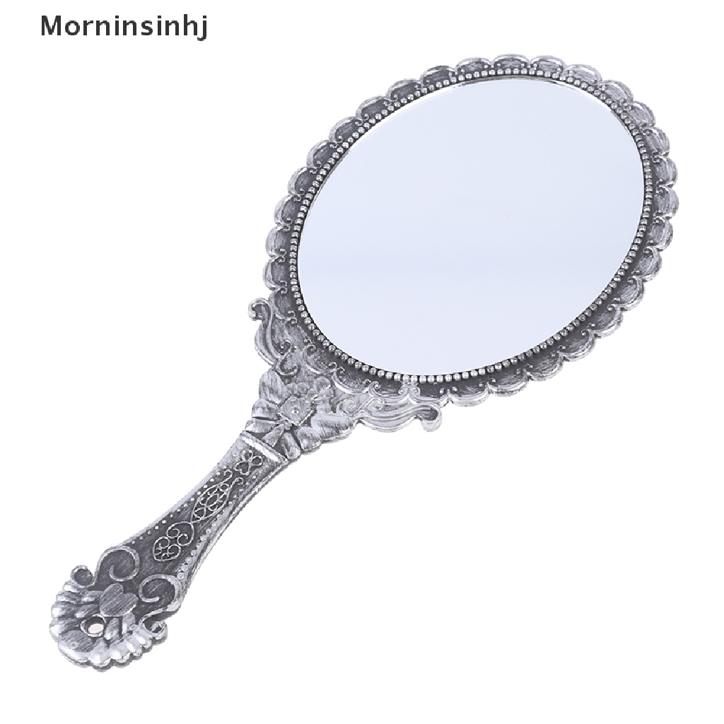 Mornin Vintage Ukir Handheld Vanity Mirror Cermin Rias Tangan Gagang Cermin Kosmetik id