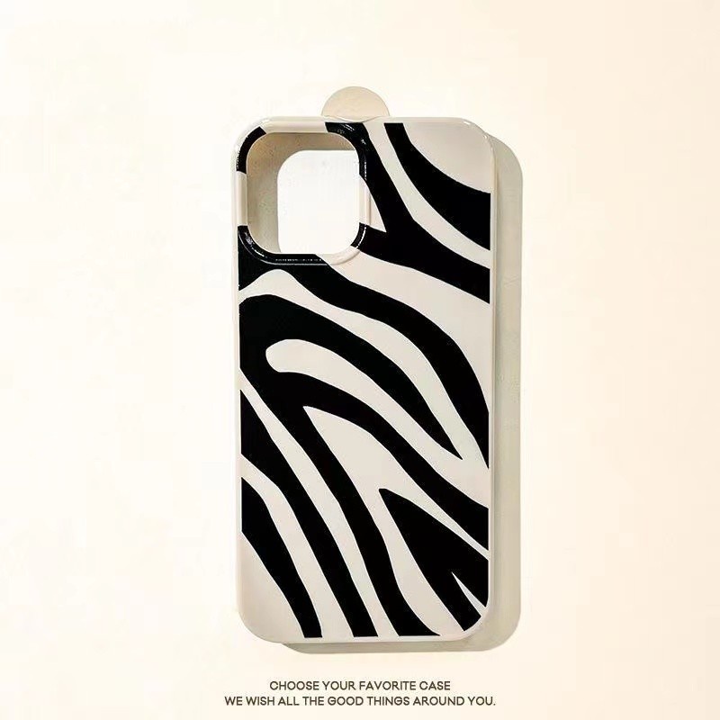 IPHONE Ins Motif Zebra Pattern Cocok Untuk Iphone14 14pro 14plus 13 13mini 13pro 13prm iPhone12 7Plus 8Plus Xr XS 13 12mini Pro Max Empat Sudut Casing Ponsel Tahan Guncangan