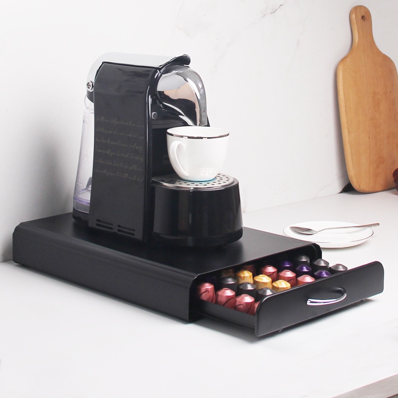 Tempat Kapsul Kopi Ukuran Besar Hitam Coffee Capsules Drawer Rak Holder Untuk Capsul Nespresso