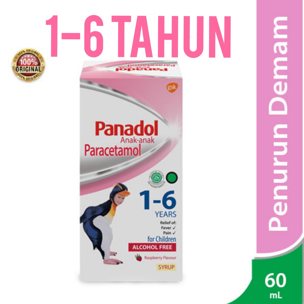 Panadol Syrup 60ml Usia Anak-Anak 1-6 tahun Penurun Panas Demam ORIGINAL-BPOM