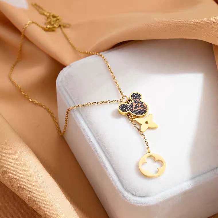 Gelang Desain Daun Clover Ganda | Gelang Element Desain Tikus | Aksesoris Warna Rose Gold 18k Untuk Wanita