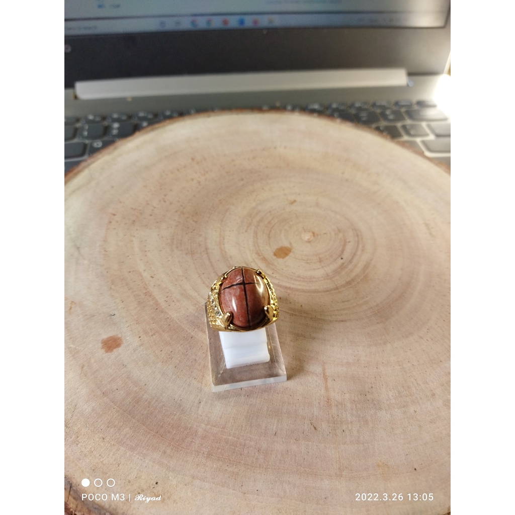 Cincin Batu Akik Tapak Jalak merah (S)