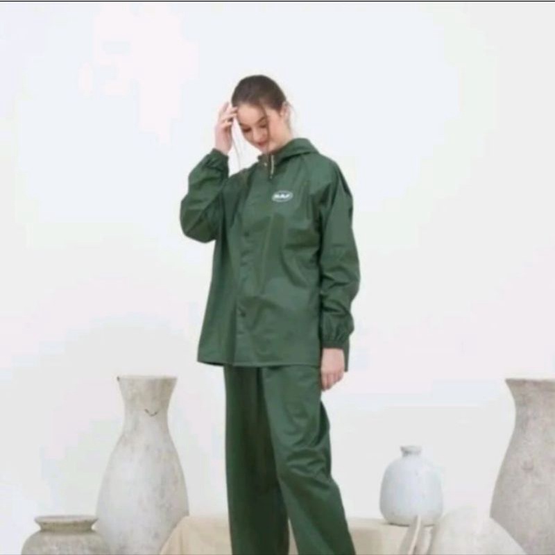 RAF JAS HUJAN RAINCOAT SETELAN JAKET CELANA PRIA WANITA BAHAN TEBAL ELASTIS ANTI BOCOR