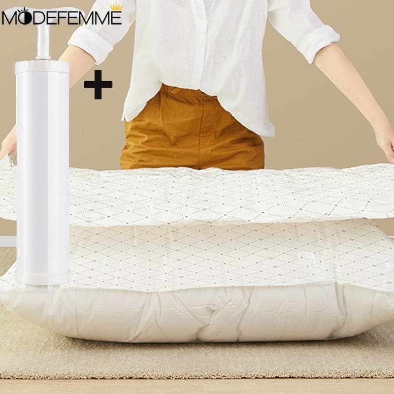 Vacuum Storage Bags for Clothes Bedding Lipat Compressed Organizer Bag Tas Hemat Tempat Penyimpanan Vakum Seal Packet (Dengan Pompa Tangan Home Organizer Quilts Clothes Vacuum Storage