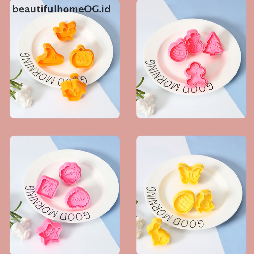 // Beautifulhomeog.id// 4PCS Cetakan Kue Kering 3D Snowman Animal Biscuit Baking Natal Kue Decorag Tool **