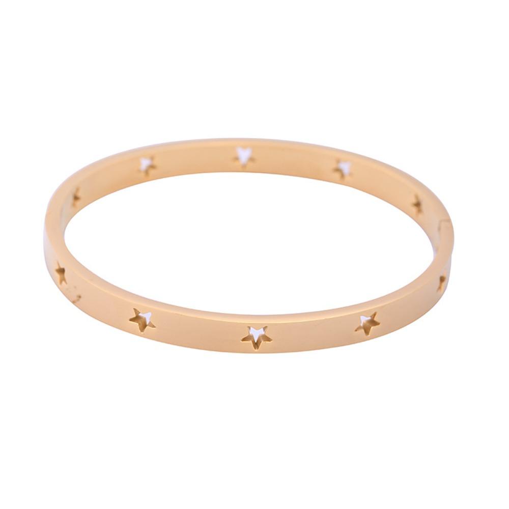 Mxbeauty Wanita Bangle Rose Gold Vintage Stainless Steel Berongga Keluar Indah Gesper Fashion Perhiasan