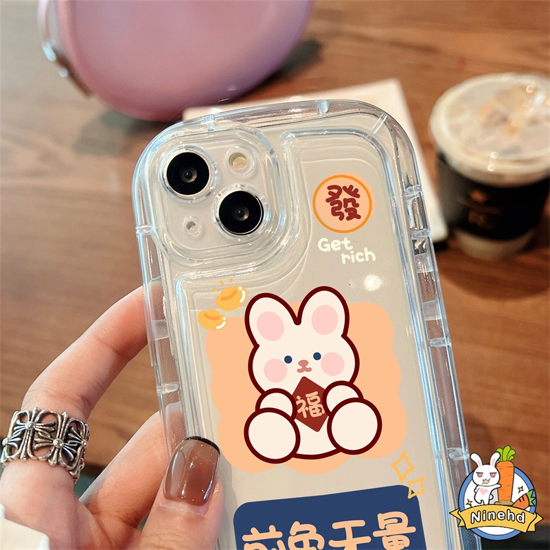 IPHONE Casing Kompatibel Untuk Iphone14 13 12 11 Pro Max X Xr Xs Max SE 8 7 6 6s Plus SE 2020 Rabbit Yang Indah Air Cushion Phone Case Full Protect Clear Shockproof Soft Case Cover Pelindung SE 2020 SE