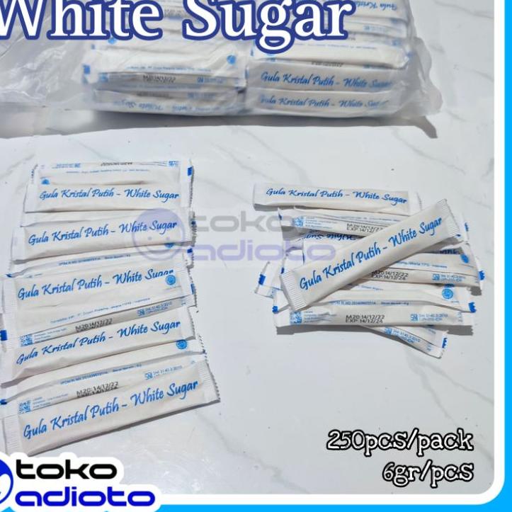 

● White Sugar Stick 6gr isi 250pcs / Gula Putih Kristal / Gula Pasir Kristal / Gula Kristal / Gula Sachet / White Sugar ✤