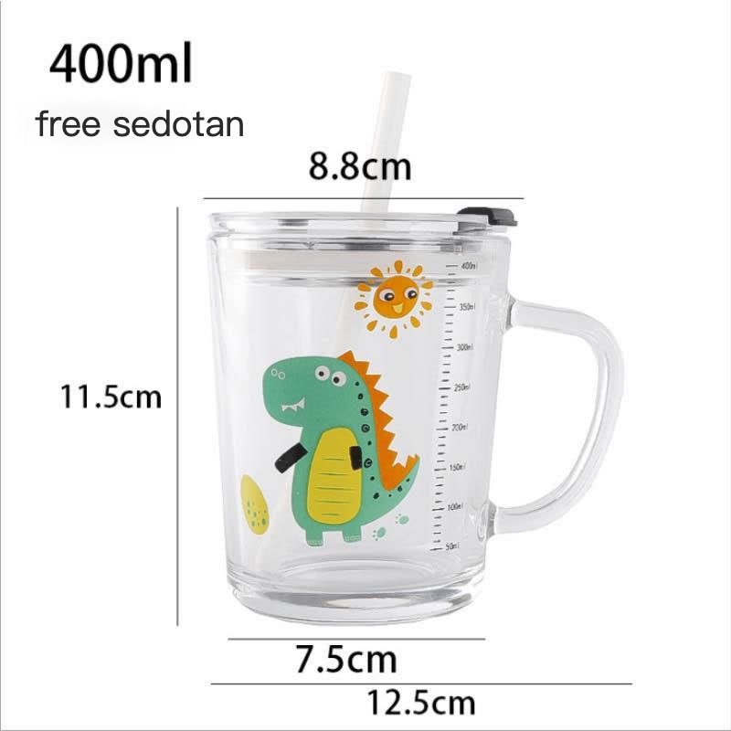 Gelas Minum Anak Susu Jus Air / Mug Tumbler Lucu GRATIS SEDOTAN / gelas ukur