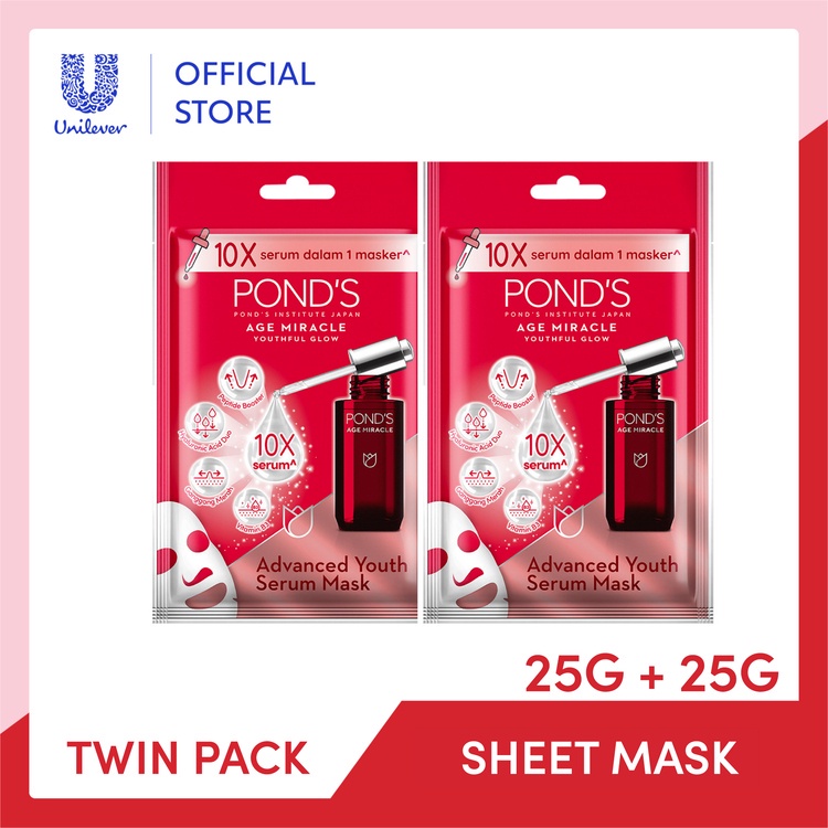 Pond's Age Miracle Serum Sheet Mask Anti Aging 25g Twinpack