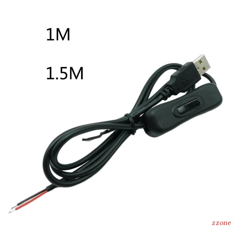 Zzz 5V USB Jack 2Pin 2kabel Power Charge Kabel Cord Dengan Saklar Cocok Untuk Kipas USB 5V, Strip LED, Saklar Lampu Meja C