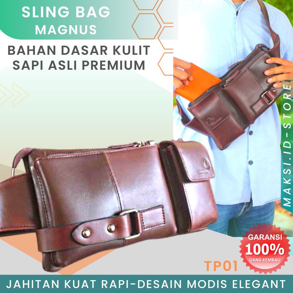 Tas Selempang Pria Kulit Sapi Asli Original TP01