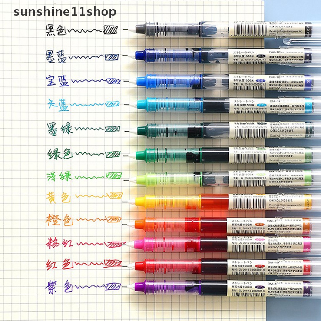 Sho Color Quick-drying Large-Kapasitas 0.5mm Ink Mark Gel Pen Liquid Rollerball Pen Wrig Diary Alat Tulis Kantor Freen Pengiriman N