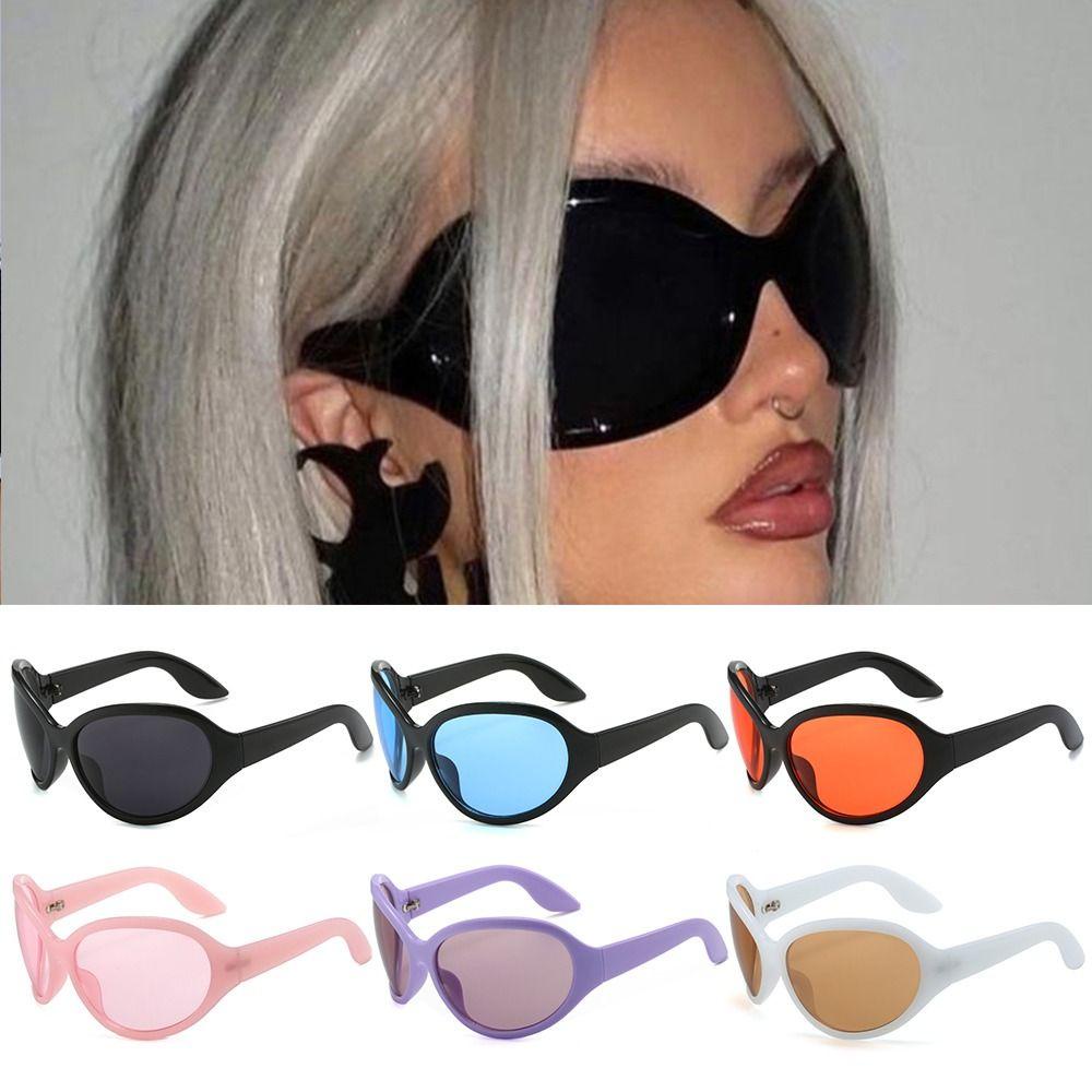 Nanas Kacamata Hip Hop Wanita Unik Y2K Oversized Shades