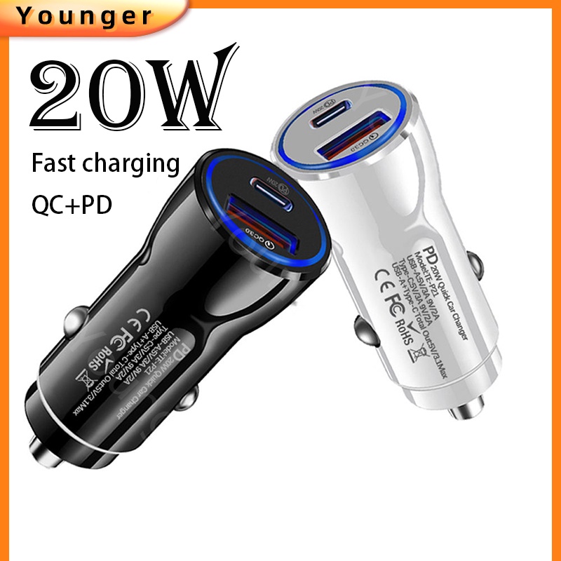 20w PD Dual Fast Charging Adapter LED QC3.0 USB Charger Mobil PD 20W Quick Charge USB-C Type-C 3.1A Quick Charger