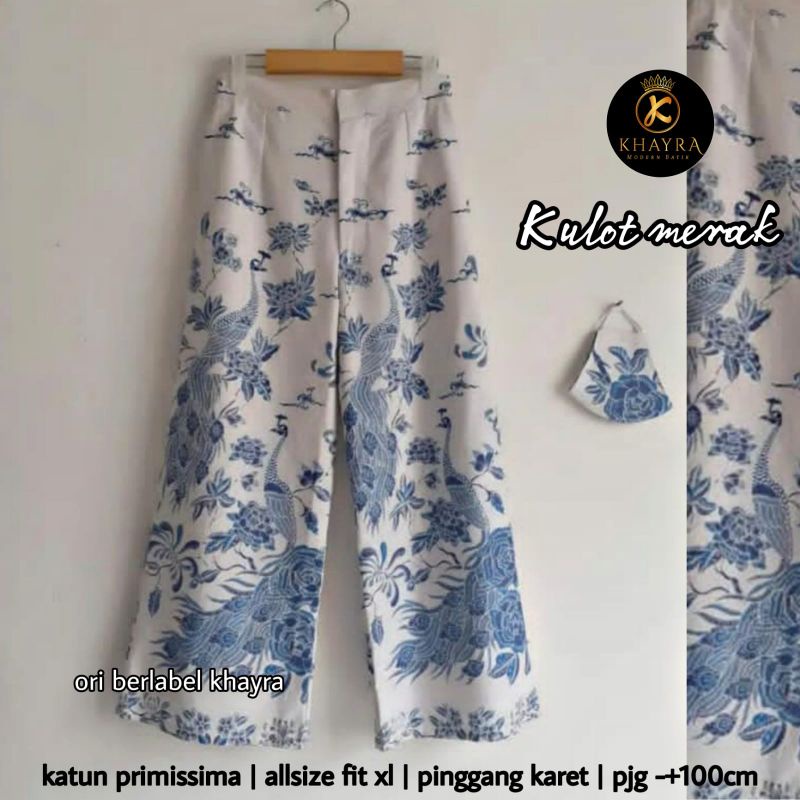 Celana Palazzo Kulot Batik Motif Merak