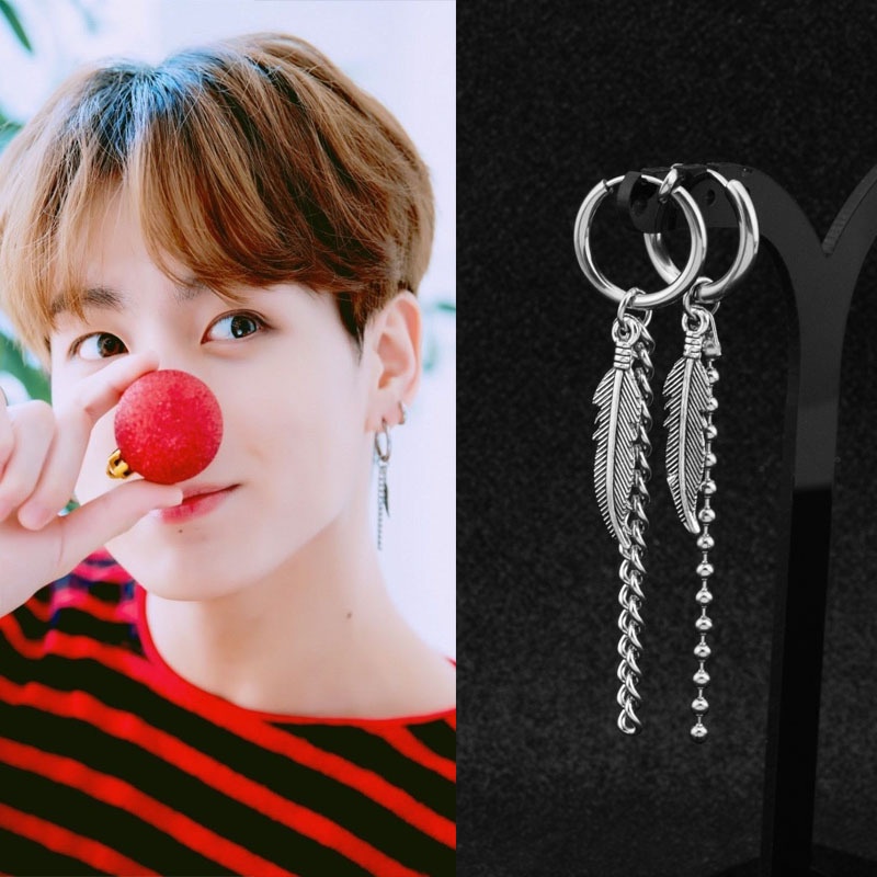 Anti Peluru Pemuda Tian Jungkook Gaya Yang Sama Anting Rantai Asimetris Anting Mix Match Unik Klip Telinga