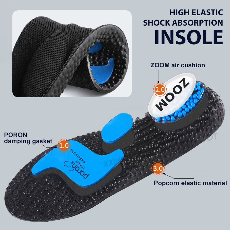 Air Cushion PU Elastic Insoles Shock Absorption Cushion Sol Super Lembut Untuk Pria dan Wanita