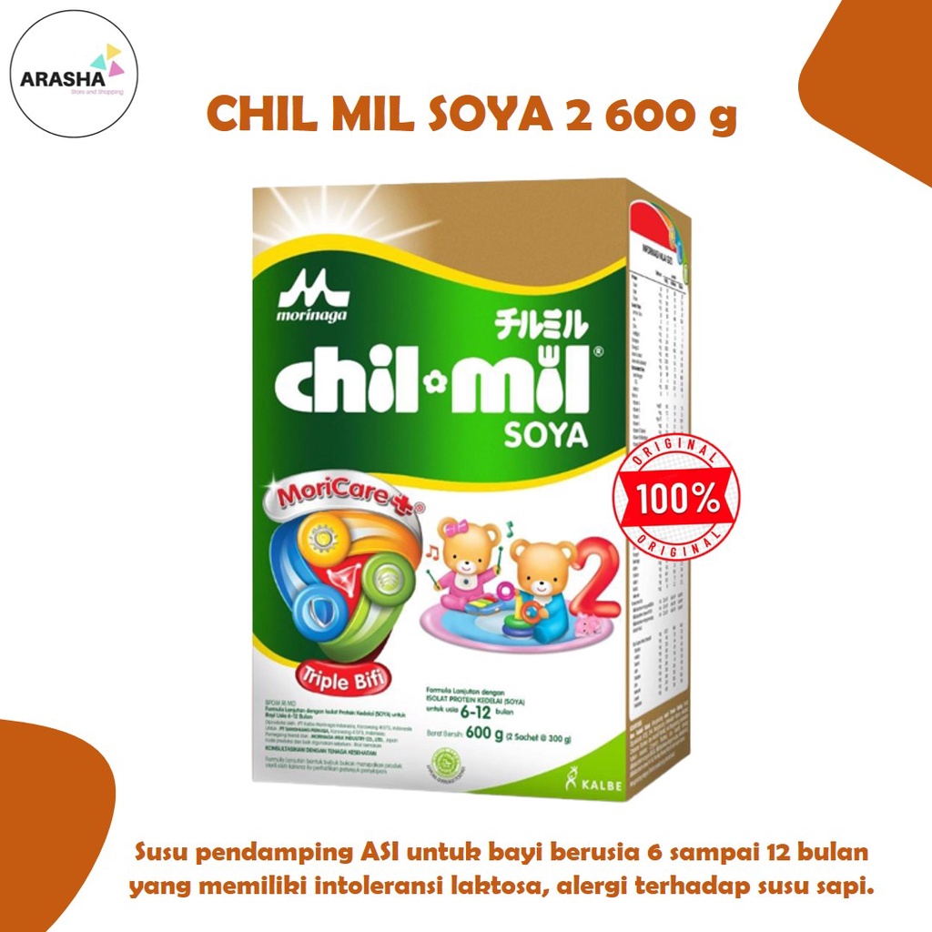 CHIL MIL SOYA 2 600 gr - Morinaga Chil Mil Soya - Susu Bayi 6-12 Bulan Alergi Susu Sapi