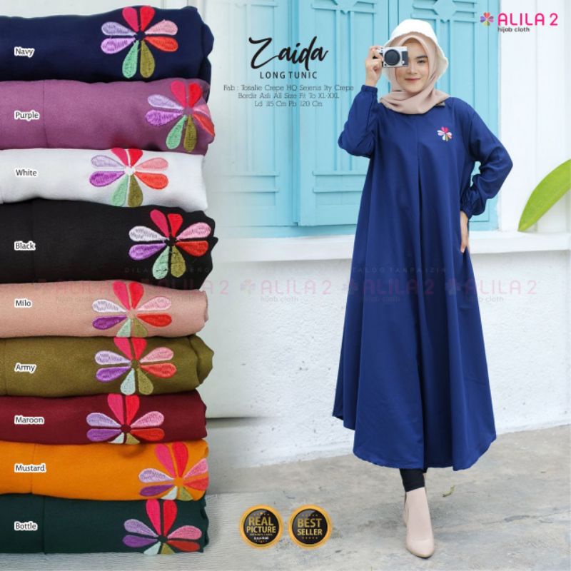 ZAIDA LONG TUNIC ORI ALILA | Tosalie Crepe HQ Sejenis Ity Crepe