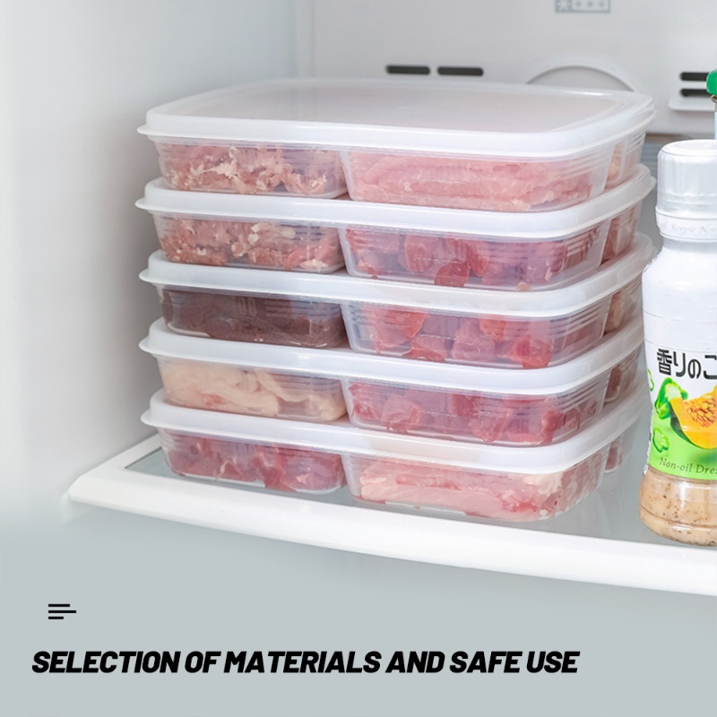 Kualitas Tinggi 4kisi Kotak Penyimpanan Buah Makanan Portable Kompartemen Kulkas Freezer Organizer Sub-Packed Daging Bawang Jahe Clear Crisper