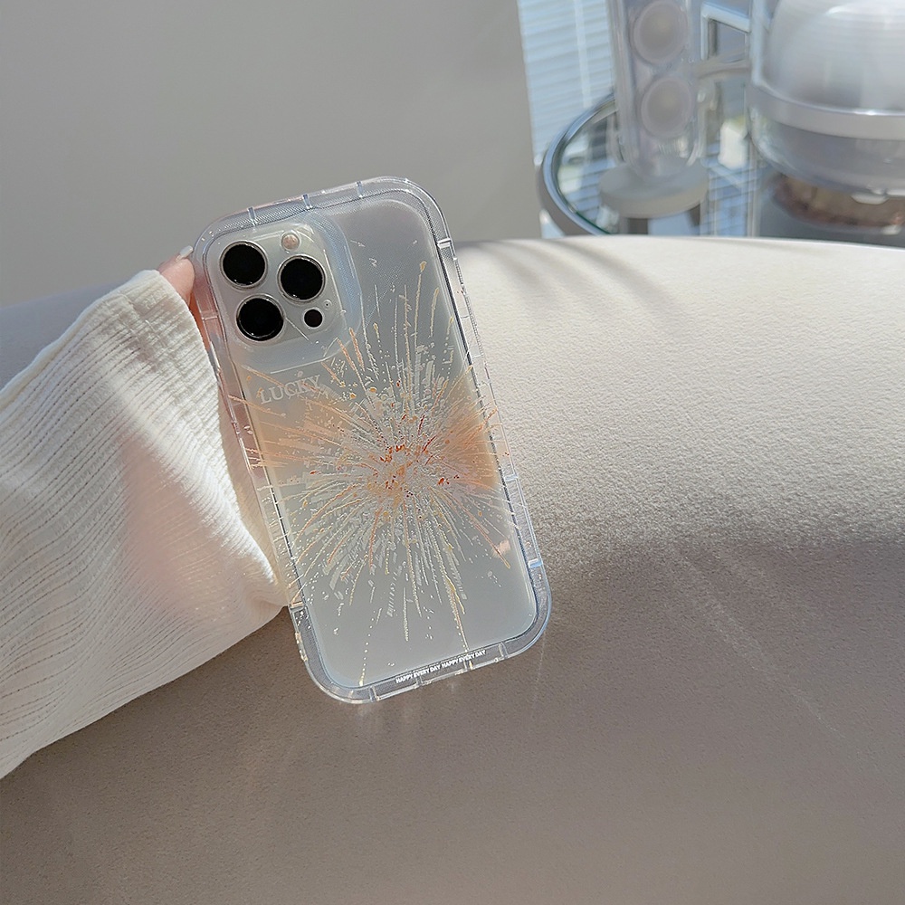 IPHONE Desain Sederhana Firework Transparan Cover Pelindung Penuh Casing Ponsel Untuk Iphone11 12 13 14 PLUS PRO MAX Soft TPU Shell