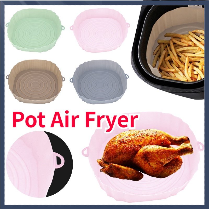 【COD】Loyang Air Fryer/Round Air Fryer Silicone Pot/Air Fryer Loyang Silikon Dapat Digunakan Kembali