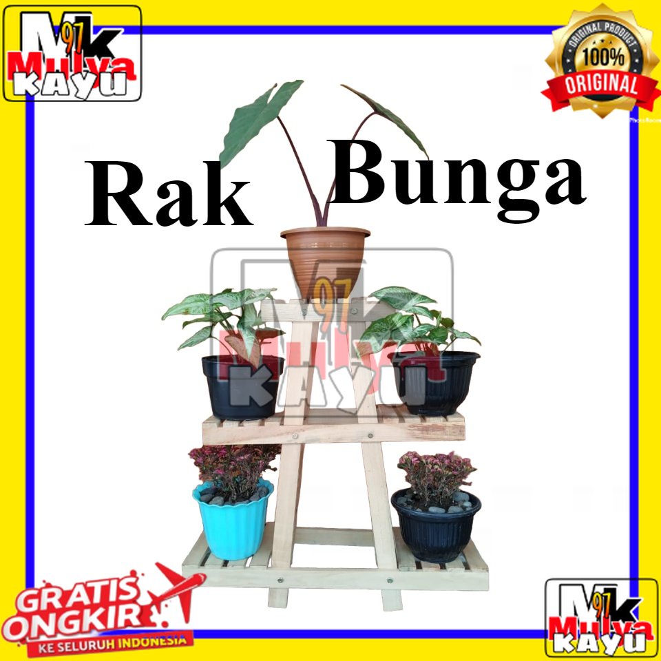 Rak bunga minimalis dari kayu halus murah, tempat pot bunga di luar maupun dalam ruangan