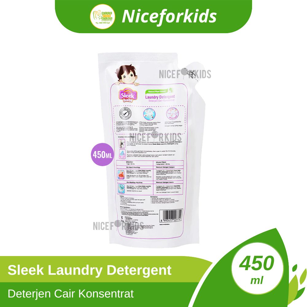 Sleek Baby Laundry Detergent 450 ml / Sabun Cair Pembersih Pakaian Bayi