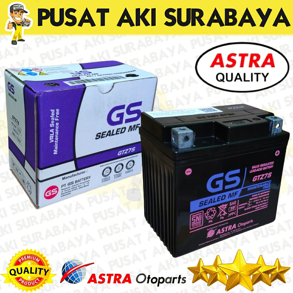 PROMO ACCU KERING ASLI GS ASTRA GTZ7S 12 VOLT 6 AMPER HONDA CBR 150 CB 150 R CBR KARBU CBR INJEKSI ORIGINAL GTZ6V YTZ6V MTZ6S