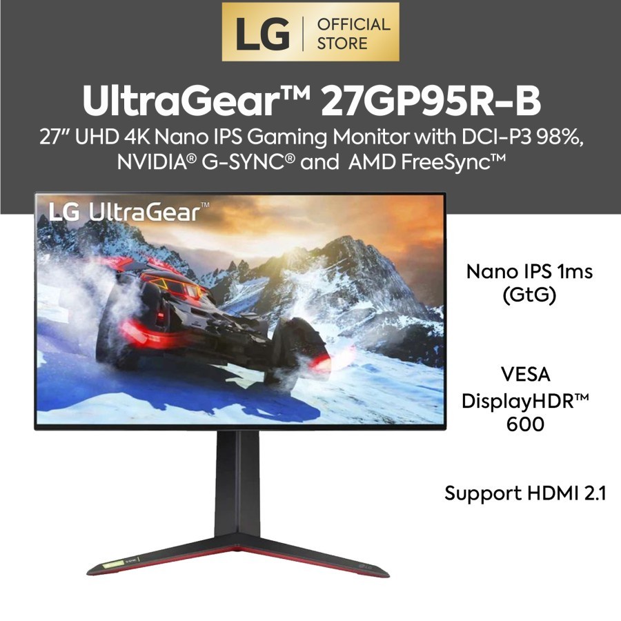 MONITOR LG LG 27GP95R-B 27" UHD 160HZ 4K IPS GAMING MONITOR