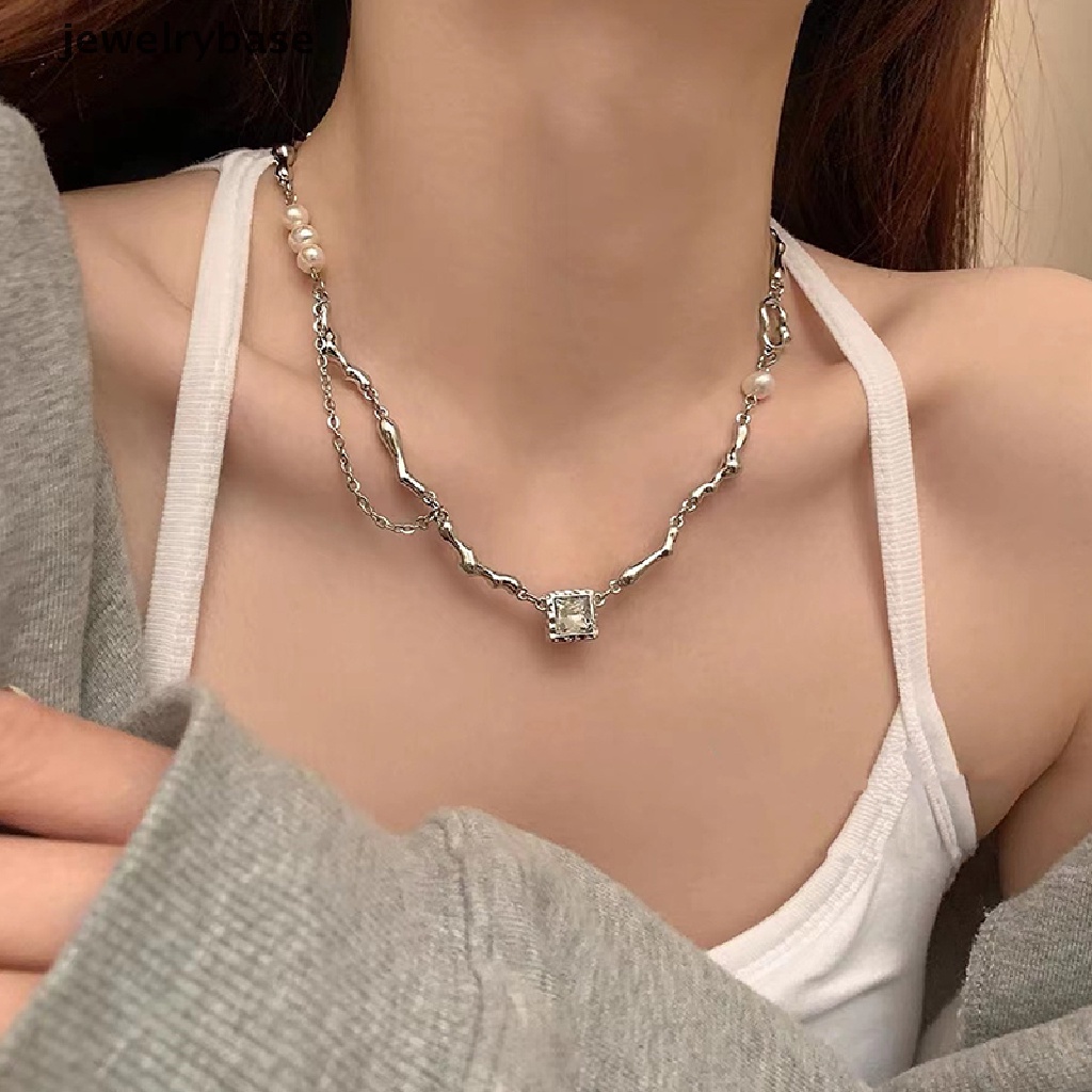 [jewelrybase] Hip-hop Kalung Di Leher Rantai Baja Titanium Wanita Perhiasan Jahitan Aksesoris Untuk Hadiah Gadis Fashion Liontin2022 Butik