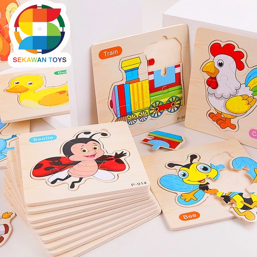 Mainan Anak Puzzle Kayu Mini/ Mainan Edukasi Wooden Puzzle/ Puzzle Kayu Transportasi/Puzzle Kayu Buah 721