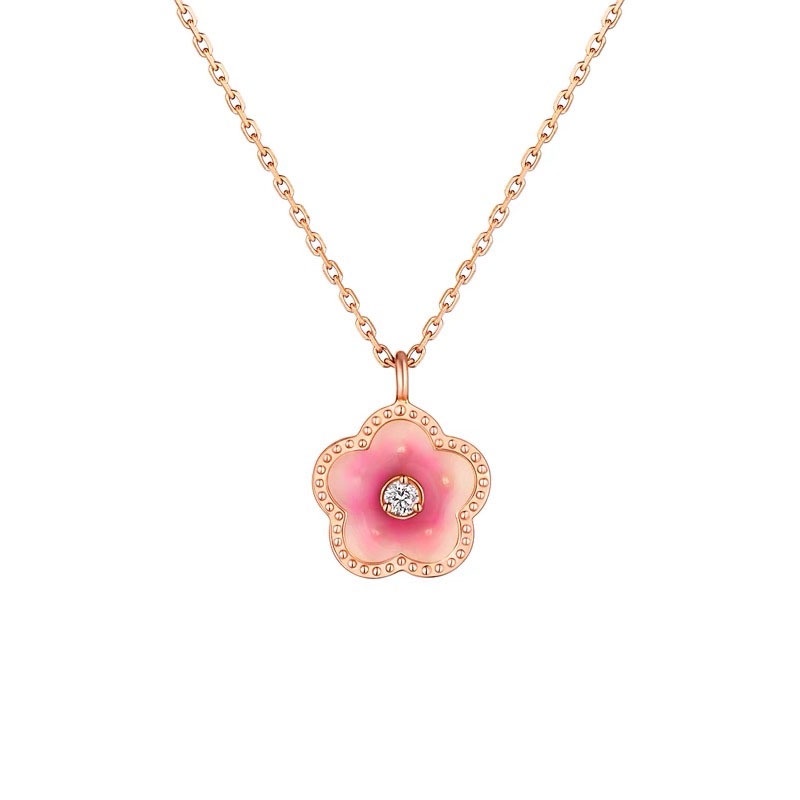 Peach Blossom Luck Pink Cherry Blossom Canggih Kalung COCOJEWELRY