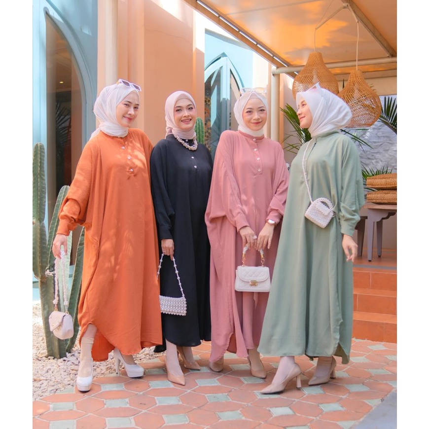 SABIYAN BATWING MIDI DRESS CRINKLE AIRFLOW - MIDI DRESS JUMBO BUSUI