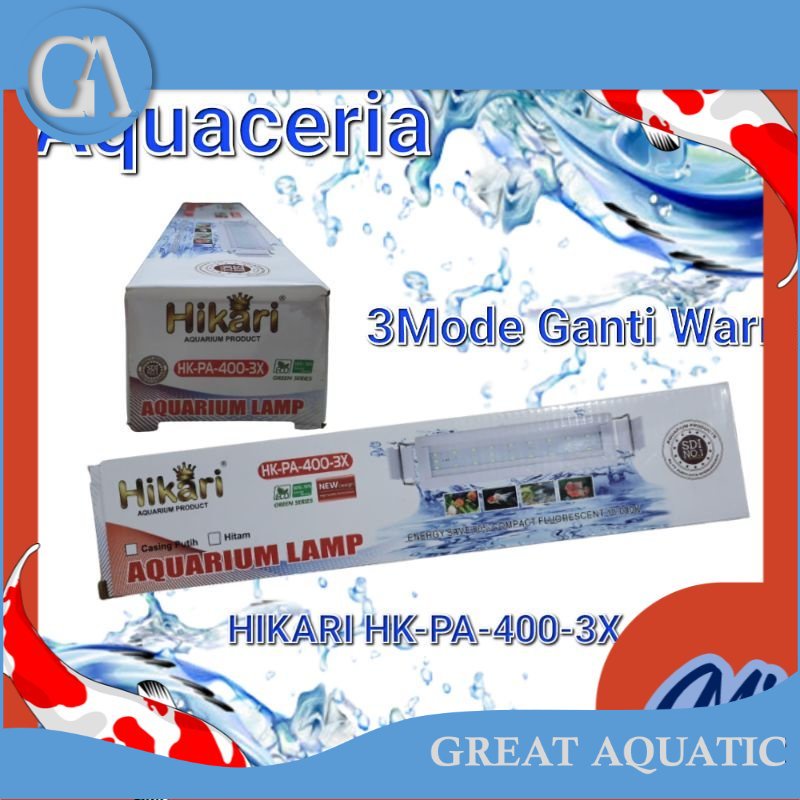 Lampu Gantung Aquarium 30-40 cm HIKARI PA 400 3X LED 3 Mode Warna